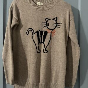 Maison Jules Beige Cat Sweater